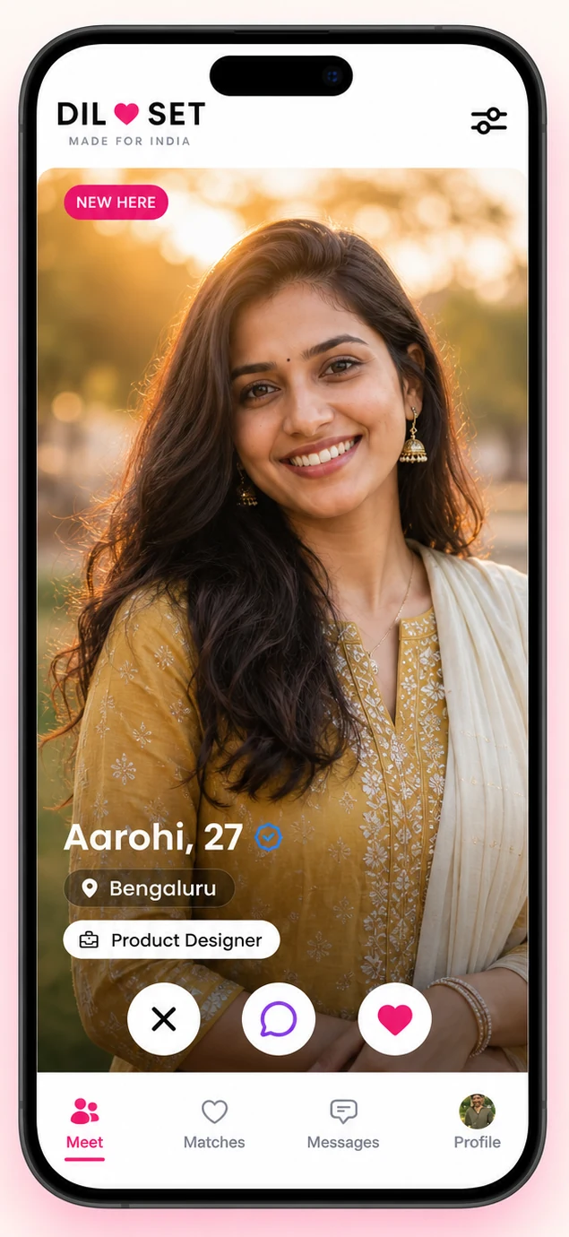 DilSet app profile discovery screen